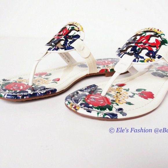 ❤️ NIB Tory Burch Miller Leather Thong Sandal Ivory Tea Rose US 7 7.5 AUTHENTIC - Picture 5 of 12